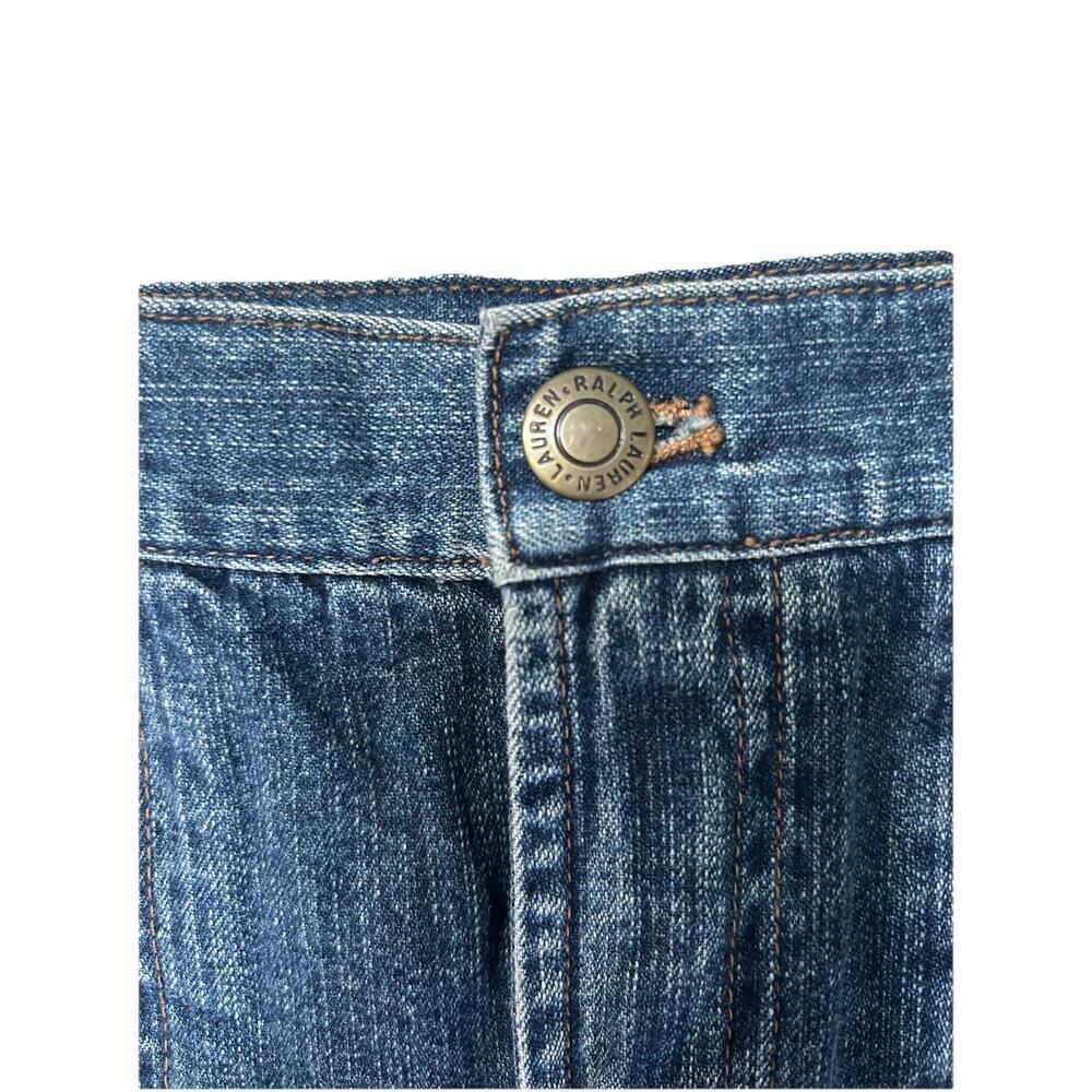 Vintage Ralph Lauren Skirt Women's Size 4 Denim Blue Jean Skirt Slit - Picture 3 of 5